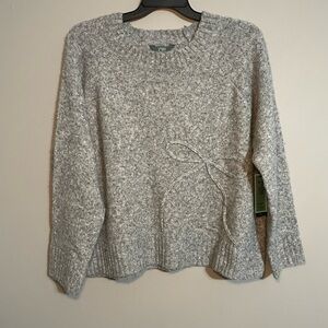 Terra & Sky Women's Heather Gray Sweater Embroidered Bow 2X BNWT
